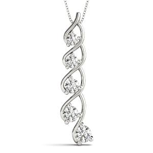 Dempsey Natural Diamond Round cut Bezel Set  Journey Pendant Necklace