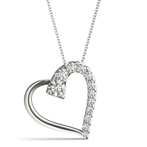 Saina Lab-Created Diamond Round cut 4 Prong  Heart Necklace