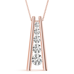 Samuel Lab-Created Diamond Rose Gold Bezel Set Journey Pendant Necklace