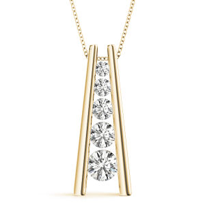 Samuel Lab-Created Diamond Yellow Gold Bezel Set Journey Pendant Necklace