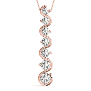 Waldo Lab-Created Diamond Rose Gold Bezel Set Journey Pendant Necklace