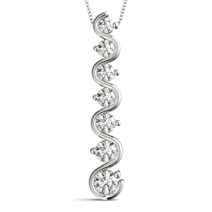 Waldo Lab-Created Diamond Round cut Bezel Set  Journey Pendant Necklace