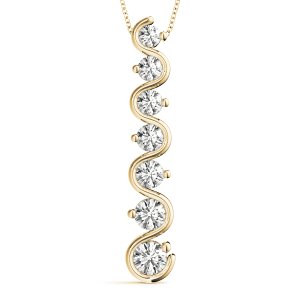 Waldo Lab-Created Diamond Yellow Gold Bezel Set Journey Pendant Necklace