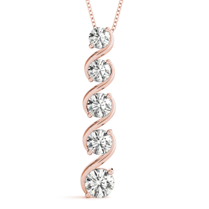 Grover Lab-Created Diamond Rose Gold Prong Set Journey Pendant Necklace