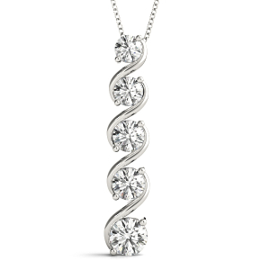 Grover Lab-Created Diamond Round cut Prong Set Journey Pendant Necklace