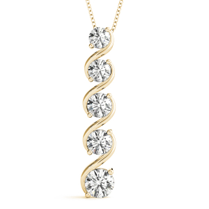 Grover Lab-Created Diamond Yellow Gold Prong Set Journey Pendant Necklace