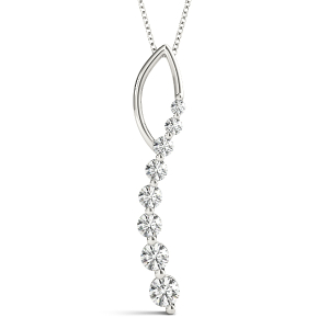 Brooks Natural Diamond Round cut Prong Set Journey Pendant Necklace
