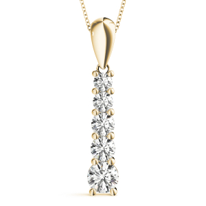 Zachary Natural Diamond Yellow Gold Prong Set Journey Pendant Necklace