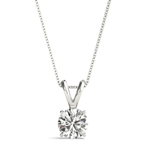 Roase Lab-Created Diamond Round cut 4 Prong  Solitaire Pendant Necklace