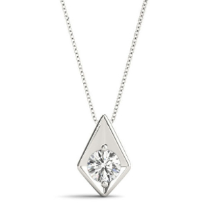 Robee Natural Diamond Round cut 2 Prong  Solitaire Pendant Necklace