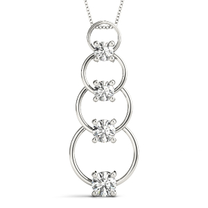 Ellis Natural Diamond Round cut Bezel Set  Journey Pendant Necklace