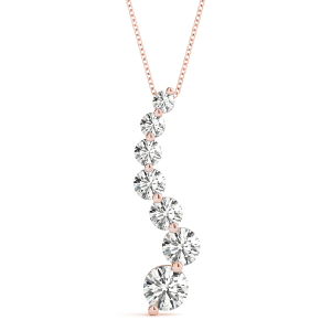 Roman Natural Diamond Rose Gold Prong Set Journey Pendant Necklace