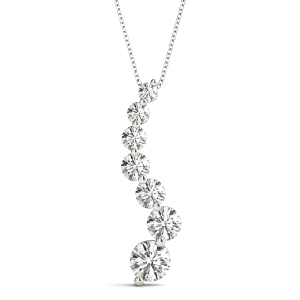 Roman Natural Diamond Round cut Prong Set Journey Pendant Necklace