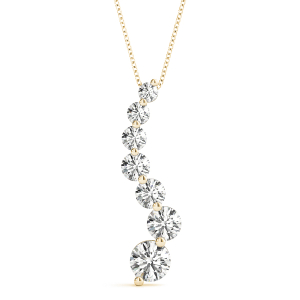 Roman Natural Diamond Yellow Gold Prong Set Journey Pendant Necklace