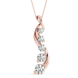 Michael Natural Diamond Rose Gold Bezel Set Journey Pendant Necklace