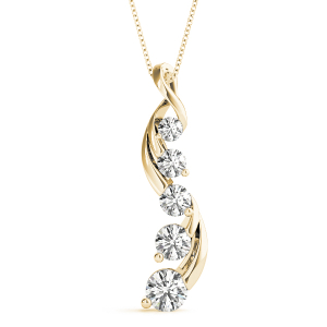 Michael Natural Diamond Yellow Gold Bezel Set Journey Pendant Necklace