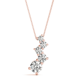 Silas Natural Diamond Rose Gold Prong Set Journey Pendant Necklace