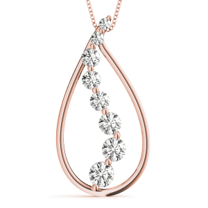 Sebastian Natural Diamond Rose Gold Prong Set Journey Pendant Necklace