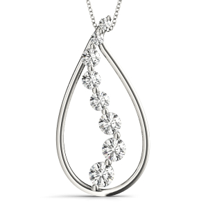 Sebastian Natural Diamond Round cut Prong Set Journey Pendant Necklace