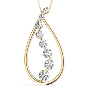 Sebastian Natural Diamond Yellow Gold Prong Set Journey Pendant Necklace