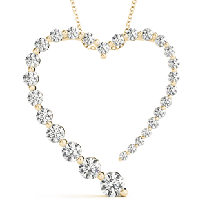 Teddy Lab-Created Diamond Yellow Gold Shared Prong Set Journey Pendant Necklace