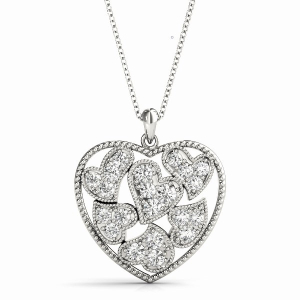 Lizzy Lab-Created Diamond Round cut 4 Prong  Heart Necklace