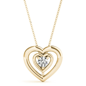 Rocelin Lab-Created Diamond Yellow Gold 3 Prong Solitaire Pendant Necklace