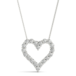 Shuly Lab-Created Diamond Round cut Shared Prong Heart Necklace
