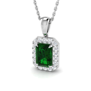 Aisha Emerald Prong Set Gemstone Pendant Necklace