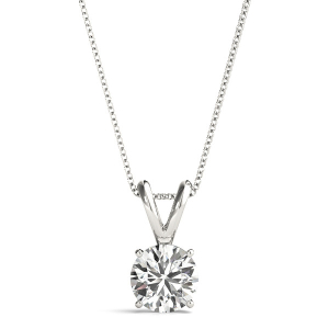 Clara Lab-Created Diamond White Gold 4 Prong Solitaire Pendant Necklace
