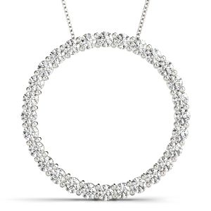 Marvin Lab-Created Diamond Round cut Prong Set  Circle Pendant Necklace