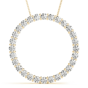 Marvin Lab-Created Diamond Yellow Gold Prong Set  Circle Pendant Necklace