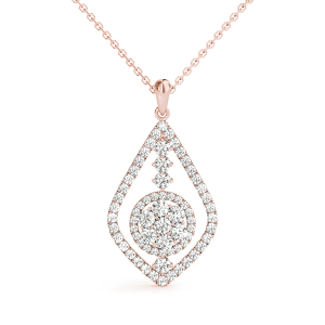 Romulus Lab-Created Diamond Rose Gold Prong Set Cluster Pendant Necklace