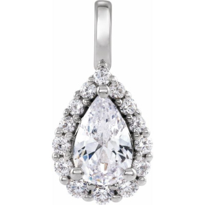 Jenolin Lab-Created Diamond 3 Prong Halo Pendant Necklace