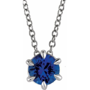 Ronilda Blue Sapphire 6 Prong Solitaire Pendant Necklace