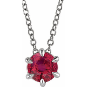 Rosarja Natural Ruby 6 Prong Solitaire Pendant Necklace