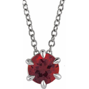 Runild Garnet 6 Prong Solitaire Pendant Necklace