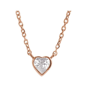 Quineta Natural Diamond Rose Gold Bezel Set Solitaire Pendant Necklace