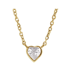 Quineta Natural Diamond Yellow Gold Bezel Set Solitaire Pendant Necklace