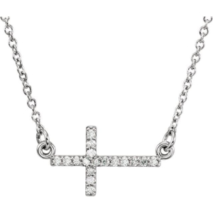 Jenithra Lab-Created Diamond Round cut 4 Prong  Cross Pendant Necklace