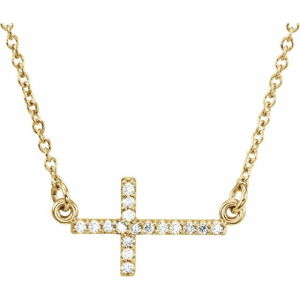 Jenithra Lab-Created Diamond Yellow Gold 4 Prong Cross Pendant Necklace