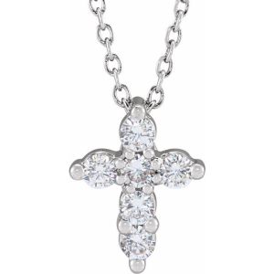 Felixa Lab-Created Diamond Round cut Prong Set Cross Pendant Necklace