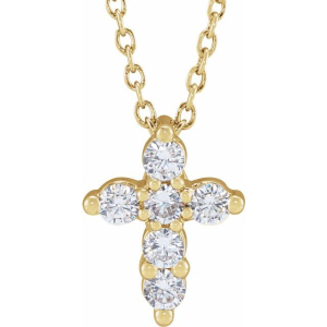 Felixa Lab-Created Diamond Yellow Gold Prong Set Cross Pendant Necklace
