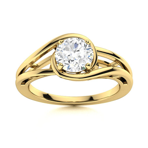 Caraline Lab-Created Yellow Gold 4 Prong Solitaire Diamond Ring