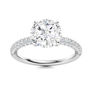 Cleva Lab-Created Diamond Round cut 4 Prong  Side Stone Engagement Ring