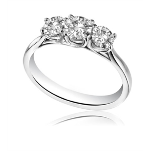 0.20-3.00 Carat Round Cut Diamond Trellis Set Trilogy Engagement Ring