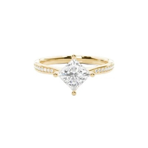 Natural Princess Cut Diamond Side Stone Engagement Ring