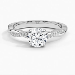 0.25 - 10.00 Carat Natural Round Cut Diamond Vine Design Side Stone Engagement Ring