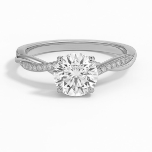 Cher Lab-Created Diamond Round cut 4 Prong  Side Stone Engagement Ring
