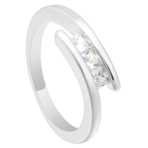 0.50 - 1.00 Carat Natural Princess Cut Diamond Three Stone Diamond Ring